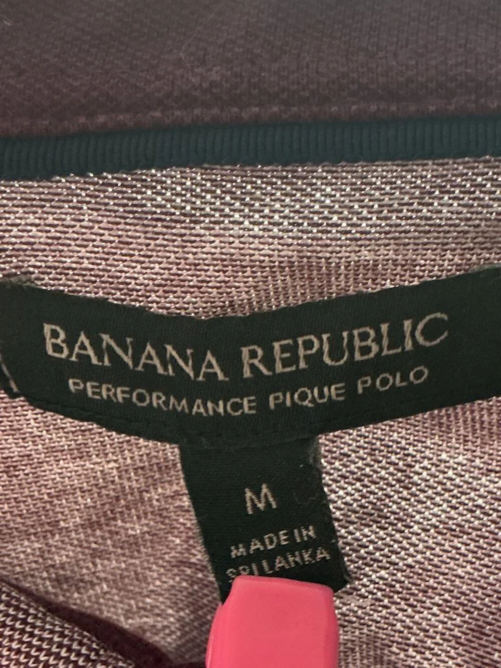 Banana Republic M Burgundy Performance Pique Polo Shirt Stretch Pocket Preppy